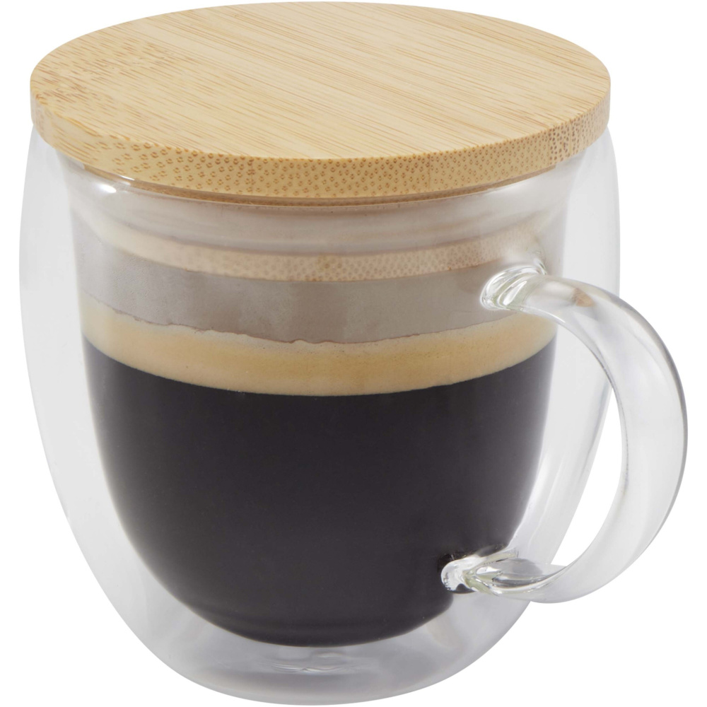 Logo trade mainostuote kuva: Lenora 250 ml:n lasikuppi bambukannella