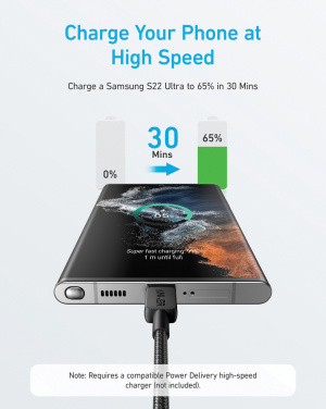Logo trade mainostuote kuva: Anker USB-C–USB-C-kaapeli, 1,8 metriä, 60 W