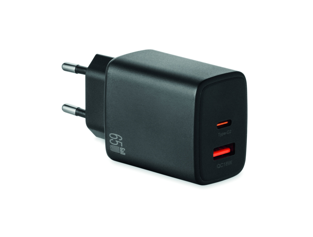 Logotrade mainoslahja ja liikelahja kuva: EU:n 2-napainen adapter/laturi