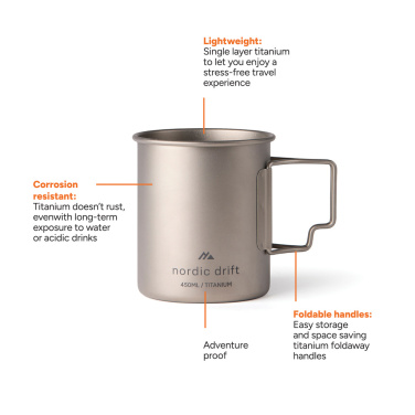 Logotrade mainoslahja tuotekuva: Nordic trail-ultrakevyt titaaninen muki 450ml