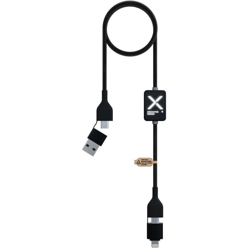 Logotrade mainoslahja tuotekuva: SCX.design C32 latauskaapeli, jossa on valaistu logo ja kytkin valolle, 60 W