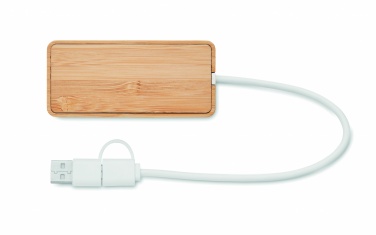 Logotrade reklaminiai produktai nuotrauka: Bambuko USB 3 prievadų šakotuvas