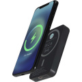 „Acrab“ 5000 mAh 15 W magnetinė belaidė išorinė baterija su 20 W PD – pagaminta iš perdirbto plastiko, Vientisa juoda