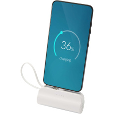 „Alnair“ 5000 mAh 10 W perdirbto plastiko C tipo išorinė baterija su integruotu atlenkiamu stovu ir 2 viename laidu