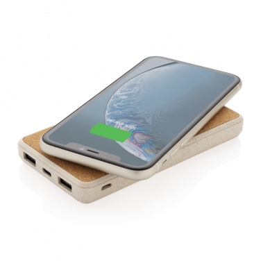 Logotrade ziemassvētku dāvanas foto: Korķa un kviešu salmu 8000 mAh 5 W bezvadu barošanas bloks
