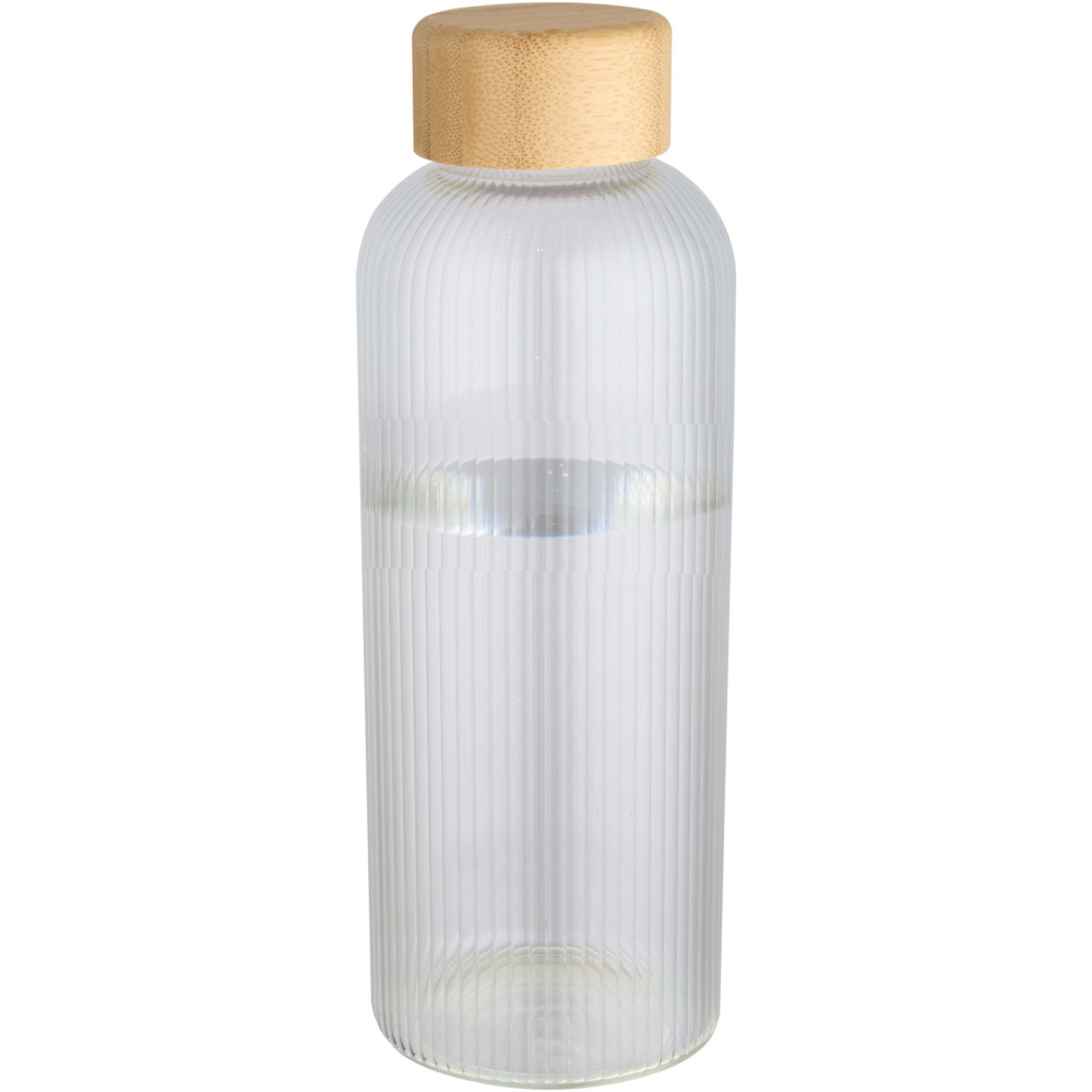 Logotrade logo dāvanas foto: Mirage 650 ml viensienu borsilikāta stikla pudele ar bambusa vāku