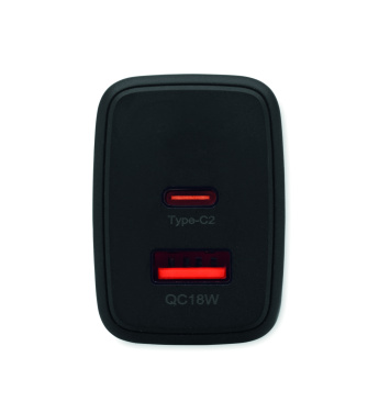 Logotrade dāvanas foto: ES 2 polu sienas adapteris/lādētājs