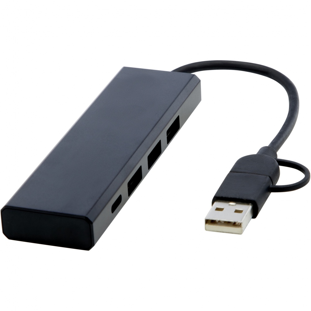 Лого трейд pекламные подарки фото: Концентратор USB 2.0 Rise из переработанного алюминия, сертифицированного по стандарту RCS