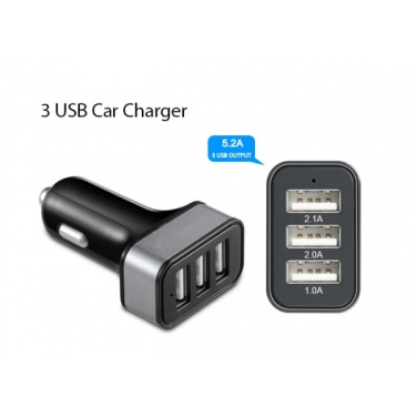 Лого трейд pекламные cувениры фото: Автомобильное зарядное устройство с 3 USB-портами