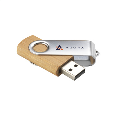 Логотрейд pекламные продукты картинка: USB Twist Bamboo 16 ГБ