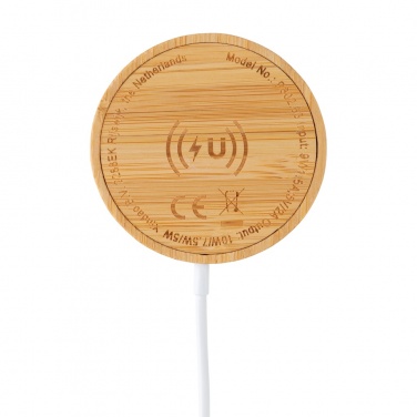Logotrade profilreklam bild: 10W bambu magnetisk trådlös laddare