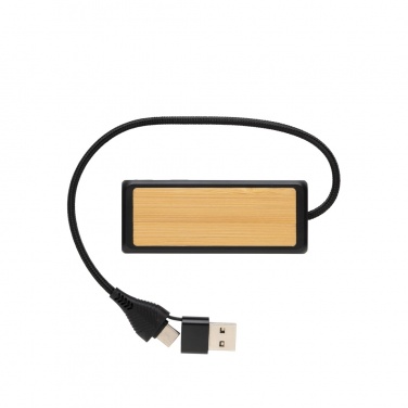 Logotrade profilreklam bild: Link USB-hubb i RCS återvunnen plast och bambu
