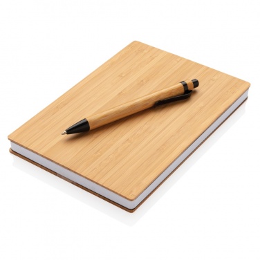 Logotrade presentreklam bild: A5 bambu anteckningsbok & penna