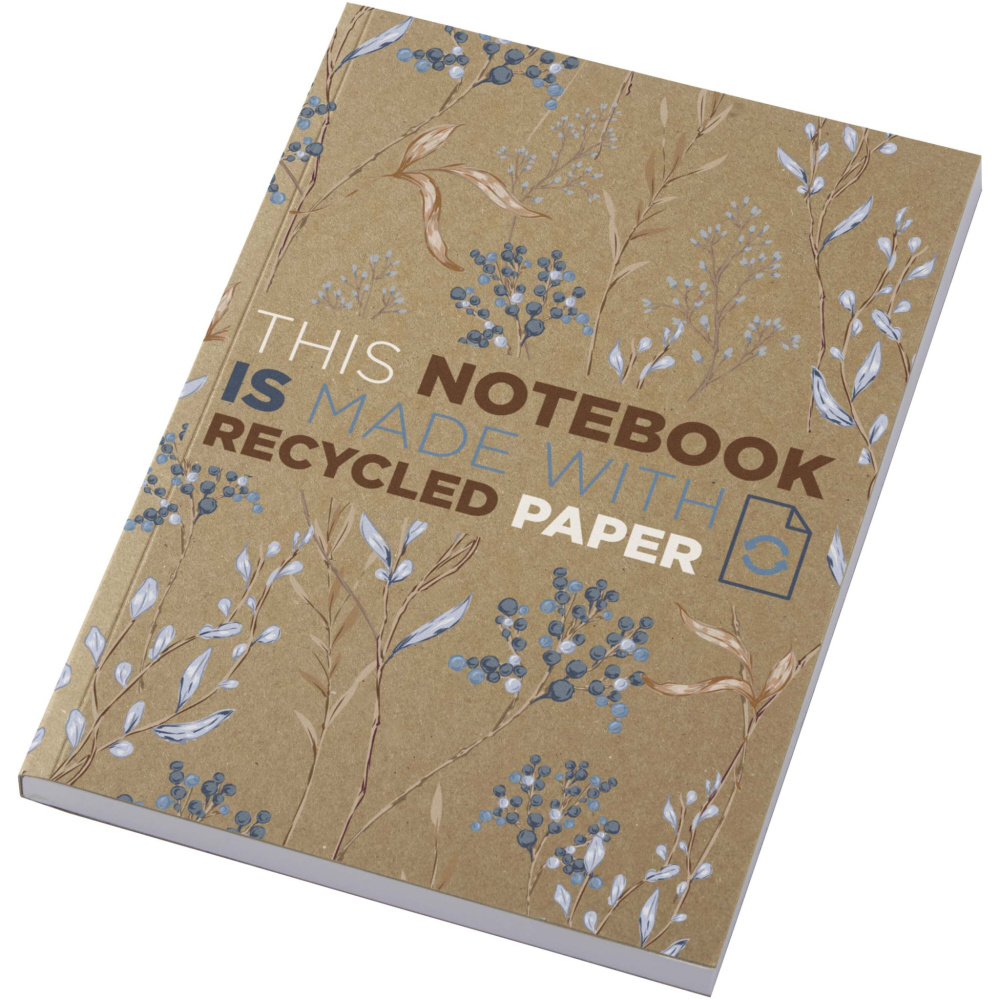 Logotrade reklamprodukter bild: Novella Austen A5 anteckningsbok med återvunnet mjukt omslag med kraftpapper, 100 ark