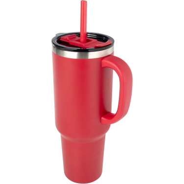 Logotrade profilprodukter bild: Sydney dubbelväggig vakuumisolerad kopparmugg med sugrör, 1 200 ml