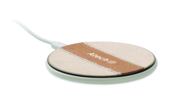Logotrade reklamprodukter bild: Trådlös laddare med kork 15W