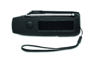 Logotrade reklamprodukter bild: Bärbar radioSOS med LED-ficklampa