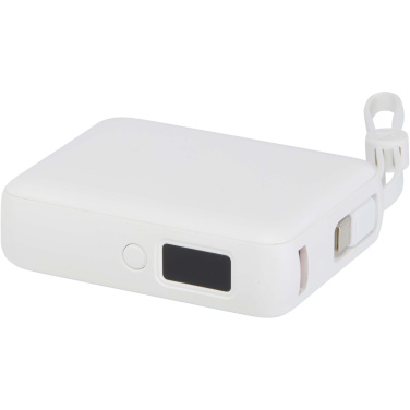 Logotrade profilprodukter bild: Acrux 10 000 mAh 35 W powerbank för surfplattor med inbyggd Type-C-kabel – tillverkad av återvunnen plast